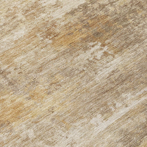 HomeRoots 8' Khaki and Beige Round Abstract Rug - Stylish, Washable, Durable for Indoor/Outdoor Use! 689247