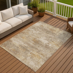 HomeRoots 9' Khaki and Beige Abstract Washable Area Rug - Stylish, Durable, Indoor/Outdoor Design for Any Space 689249