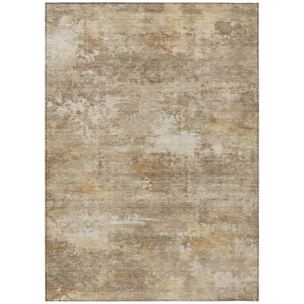 HomeRoots 9' Khaki and Beige Abstract Washable Area Rug - Stylish, Durable, Indoor/Outdoor Design for Any Space 689249