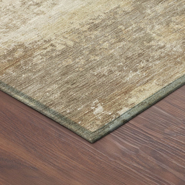 HomeRoots 9' Khaki and Beige Abstract Washable Area Rug - Stylish, Durable, Indoor/Outdoor Design for Any Space 689249