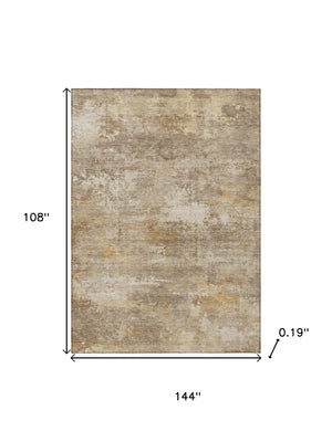 HomeRoots 9' Khaki and Beige Abstract Washable Area Rug - Stylish, Durable, Indoor/Outdoor Design for Any Space 689249