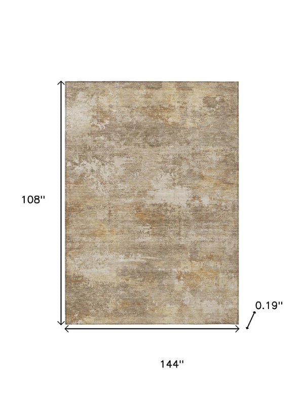 HomeRoots 9' Khaki and Beige Abstract Washable Area Rug - Stylish, Durable, Indoor/Outdoor Design for Any Space 689249