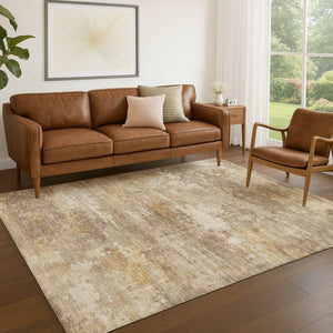 HomeRoots 9' Khaki and Beige Abstract Washable Area Rug - Stylish, Durable, Indoor/Outdoor Design for Any Space 689249