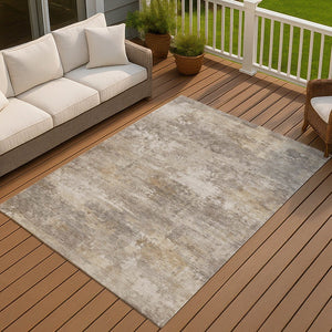 HomeRoots 5' X 8' Stylish Pewter & Beige Abstract Washable Area Rug – Perfect for Indoor & Outdoor Spaces! 689252