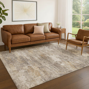 HomeRoots 5' X 8' Stylish Pewter & Beige Abstract Washable Area Rug – Perfect for Indoor & Outdoor Spaces! 689252