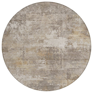 HomeRoots 8' Stylish Pewter & Beige Round Abstract Rug - Durable, Washable Design for Indoor & Outdoor Use 689253