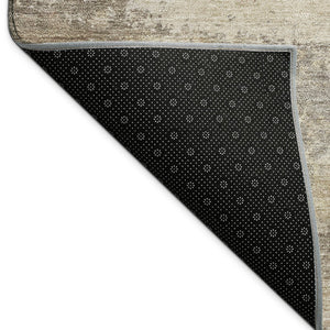 HomeRoots 8' Stylish Pewter & Beige Round Abstract Rug - Durable, Washable Design for Indoor & Outdoor Use 689253