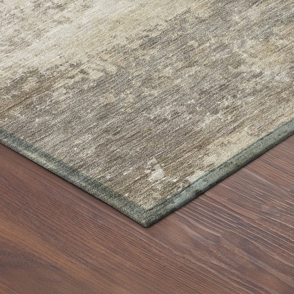 HomeRoots 8' Stylish Pewter & Beige Round Abstract Rug - Durable, Washable Design for Indoor & Outdoor Use 689253