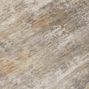 HomeRoots 8' Stylish Pewter & Beige Round Abstract Rug - Durable, Washable Design for Indoor & Outdoor Use 689253