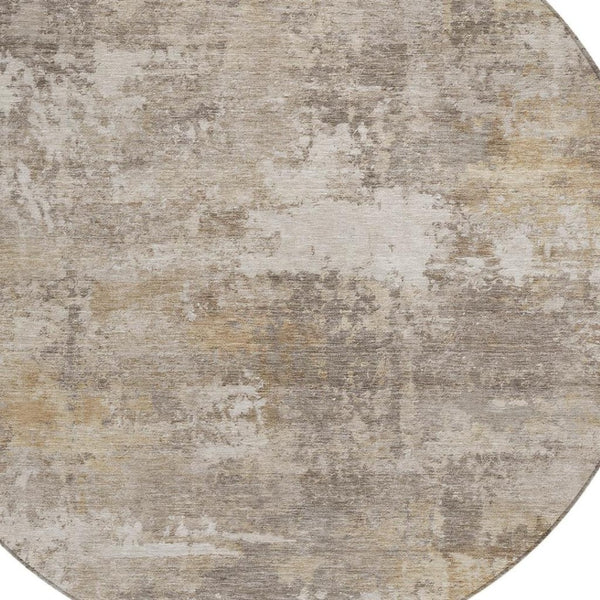 HomeRoots 8' Stylish Pewter & Beige Round Abstract Rug - Durable, Washable Design for Indoor & Outdoor Use 689253