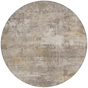 HomeRoots 8' Stylish Pewter & Beige Round Abstract Rug - Durable, Washable Design for Indoor & Outdoor Use 689253