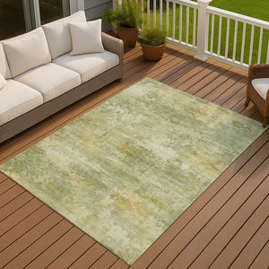 HomeRoots 5' X 8' Sage and Gold Abstract Area Rug - Stylish, Washable, Durable for Indoor and Outdoor Spaces 689258