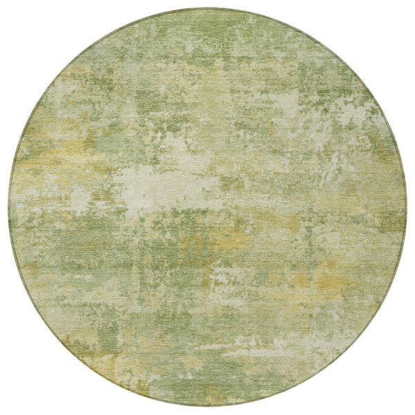 HomeRoots 8' Sage and Gold Round Abstract Rug – Stylish & Durable Washable Area Rug for Indoor/Outdoor Use 689259