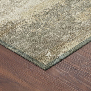 HomeRoots 8' Taupe and Beige Round Abstract Area Rug – Washable, Stain-Resistant, Indoor/Outdoor Durability 689265
