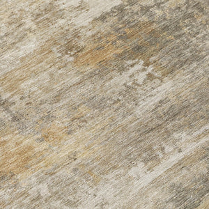 HomeRoots 8' Taupe and Beige Round Abstract Area Rug – Washable, Stain-Resistant, Indoor/Outdoor Durability 689265