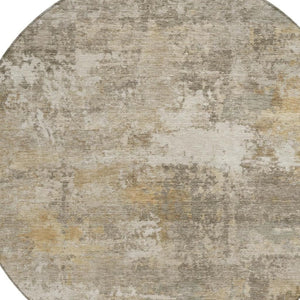 HomeRoots 8' Taupe and Beige Round Abstract Area Rug – Washable, Stain-Resistant, Indoor/Outdoor Durability 689265