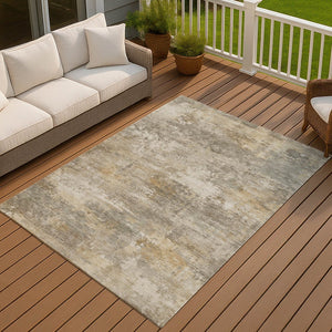 HomeRoots 9' X 12' Taupe and Beige Abstract Washable Area Rug - Stylish Indoor/Outdoor Durable Comfort Solution 689267