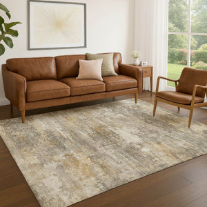 HomeRoots 10' Modern Abstract Taupe & Beige Washable Area Rug – Durable for Indoor/Outdoor High Traffic Use! 689268