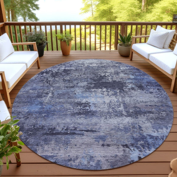 HomeRoots 8' Blue and Ivory Abstract Washable Area Rug - Durable, Stylish for Indoor & Outdoor Spaces, Easy Care! 689271