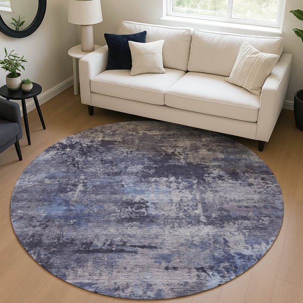 HomeRoots 8' Blue and Ivory Abstract Washable Area Rug - Durable, Stylish for Indoor & Outdoor Spaces, Easy Care! 689271