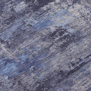 HomeRoots 8' X 10' Washable Blue & Ivory Abstract Area Rug - Durable, Stylish Indoor/Outdoor Flooring Solution 689272