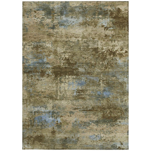 HomeRoots 5' Stylish Brown and Blue Abstract Area Rug - Washable, Durable, Perfect for Indoor & Outdoor Use! 689276
