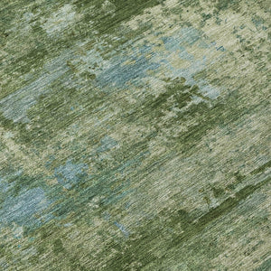 HomeRoots 9' X 12' Vibrant Green and Blue Abstract Washable Area Rug for Indoor and Outdoor Spaces 689285