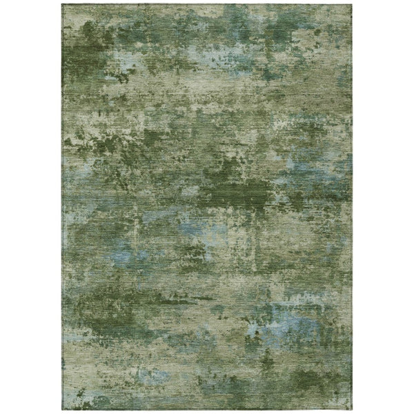 HomeRoots 10' Stylish Green and Blue Abstract Washable Area Rug - Perfect for Indoor and Outdoor Living Spaces 689286