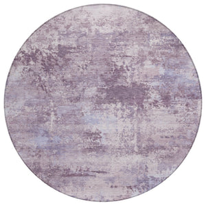 HomeRoots 8' Round Abstract Area Rug in Soft Lavender & Ivory - Washable, Durable, Indoor/Outdoor Style! 689289