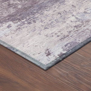HomeRoots 8' Round Abstract Area Rug in Soft Lavender & Ivory - Washable, Durable, Indoor/Outdoor Style! 689289