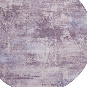 HomeRoots 8' Round Abstract Area Rug in Soft Lavender & Ivory - Washable, Durable, Indoor/Outdoor Style! 689289