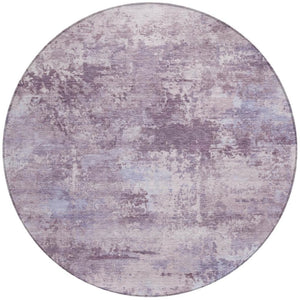 HomeRoots 8' Round Abstract Area Rug in Soft Lavender & Ivory - Washable, Durable, Indoor/Outdoor Style! 689289