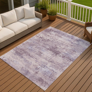 HomeRoots 8' X 10' Lavender Abstract Area Rug - Stylish, Durable & Washable for Indoor or Outdoor Spaces! 689290