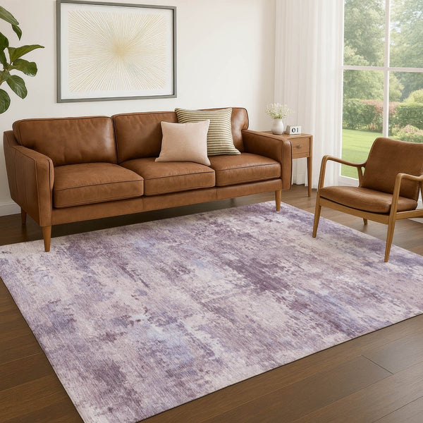 HomeRoots 8' X 10' Lavender Abstract Area Rug - Stylish, Durable & Washable for Indoor or Outdoor Spaces! 689290