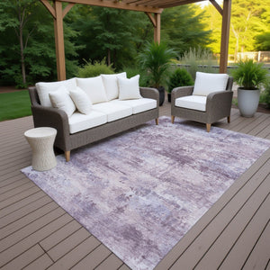 HomeRoots 8' X 10' Lavender Abstract Area Rug - Stylish, Durable & Washable for Indoor or Outdoor Spaces! 689290