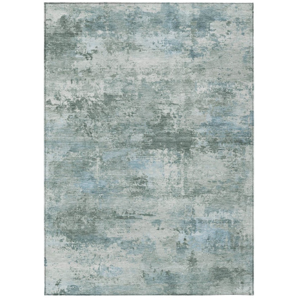 HomeRoots 5' Stylish Sage and Ivory Abstract Washable Area Rug – Perfect for Indoor and Outdoor Spaces! 689294