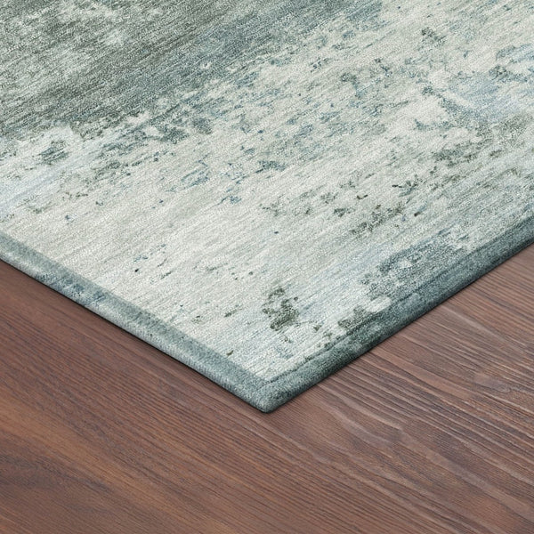 HomeRoots 5' Stylish Sage and Ivory Abstract Washable Area Rug – Perfect for Indoor and Outdoor Spaces! 689294