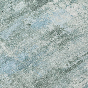 HomeRoots 5' Stylish Sage and Ivory Abstract Washable Area Rug – Perfect for Indoor and Outdoor Spaces! 689294