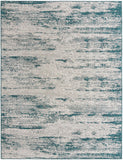 Unique Loom Outdoor Modern Cartago Machine Made Abstract Rug Teal, Ivory 9' 0" x 12' 2"