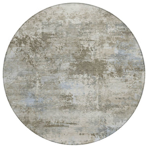 HomeRoots 8' Round Abstract Rug in Tan & Beige - Durable, Washable, Stylish for Indoor/Outdoor Spaces! 689301