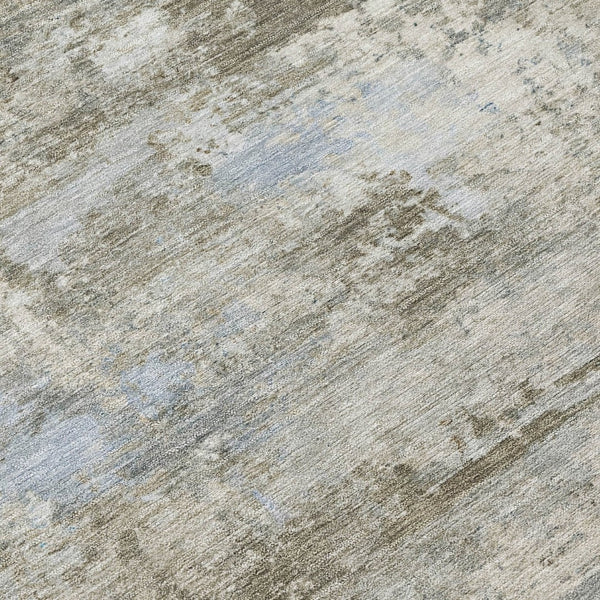 HomeRoots 8' Round Abstract Rug in Tan & Beige - Durable, Washable, Stylish for Indoor/Outdoor Spaces! 689301