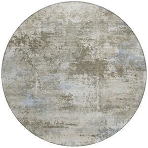 HomeRoots 8' Round Abstract Rug in Tan & Beige - Durable, Washable, Stylish for Indoor/Outdoor Spaces! 689301