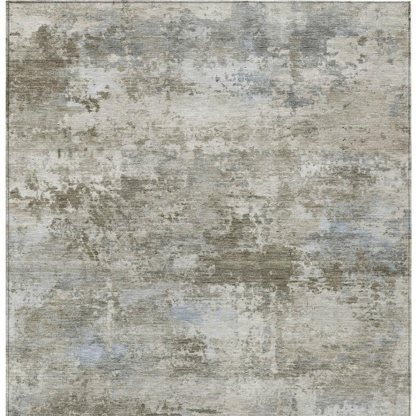 HomeRoots 10' x 14' Tan and Beige Abstract Area Rug - Durable, Machine-Washable for Indoor & Outdoor Spaces 689304