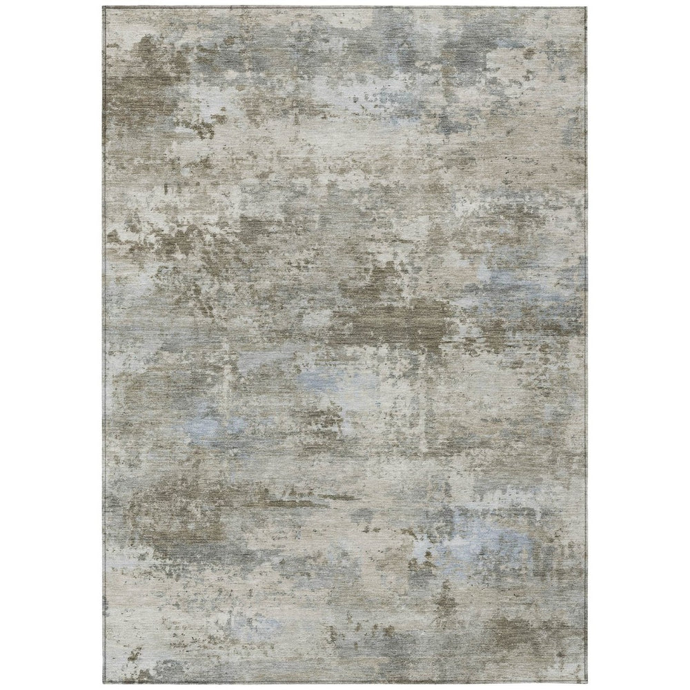 HomeRoots 10' x 14' Tan and Beige Abstract Area Rug - Durable, Machine-Washable for Indoor & Outdoor Spaces 689304