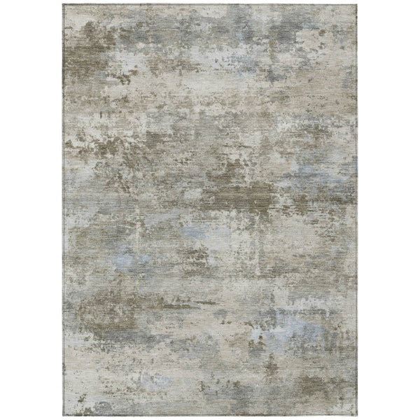HomeRoots 10' x 14' Tan and Beige Abstract Area Rug - Durable, Machine-Washable for Indoor & Outdoor Spaces 689304