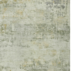HomeRoots 5' X 8' Artichoke Green & Ivory Abstract Rug - Washable, Durable Indoor/Outdoor Accent for Any Space 689306