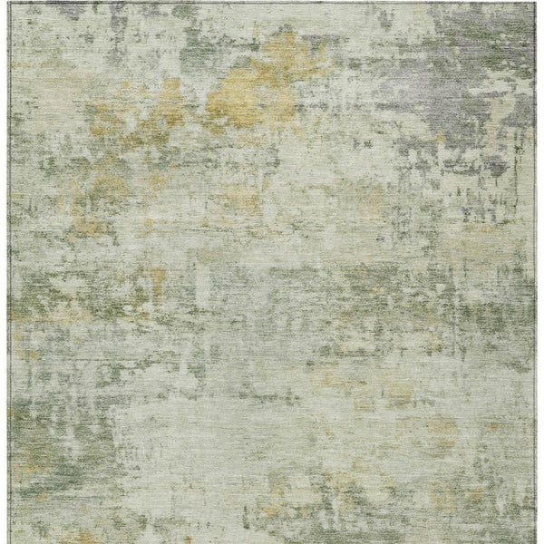 HomeRoots 5' X 8' Artichoke Green & Ivory Abstract Rug - Washable, Durable Indoor/Outdoor Accent for Any Space 689306