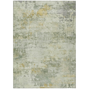 HomeRoots 5' X 8' Artichoke Green & Ivory Abstract Rug - Washable, Durable Indoor/Outdoor Accent for Any Space 689306