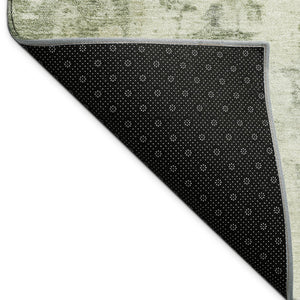 HomeRoots 5' X 8' Artichoke Green & Ivory Abstract Rug - Washable, Durable Indoor/Outdoor Accent for Any Space 689306