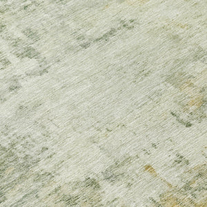 HomeRoots 8' Artichoke Green and Ivory Round Abstract Rug - Stylish, Washable, Durable for Indoor & Outdoor Use 689307